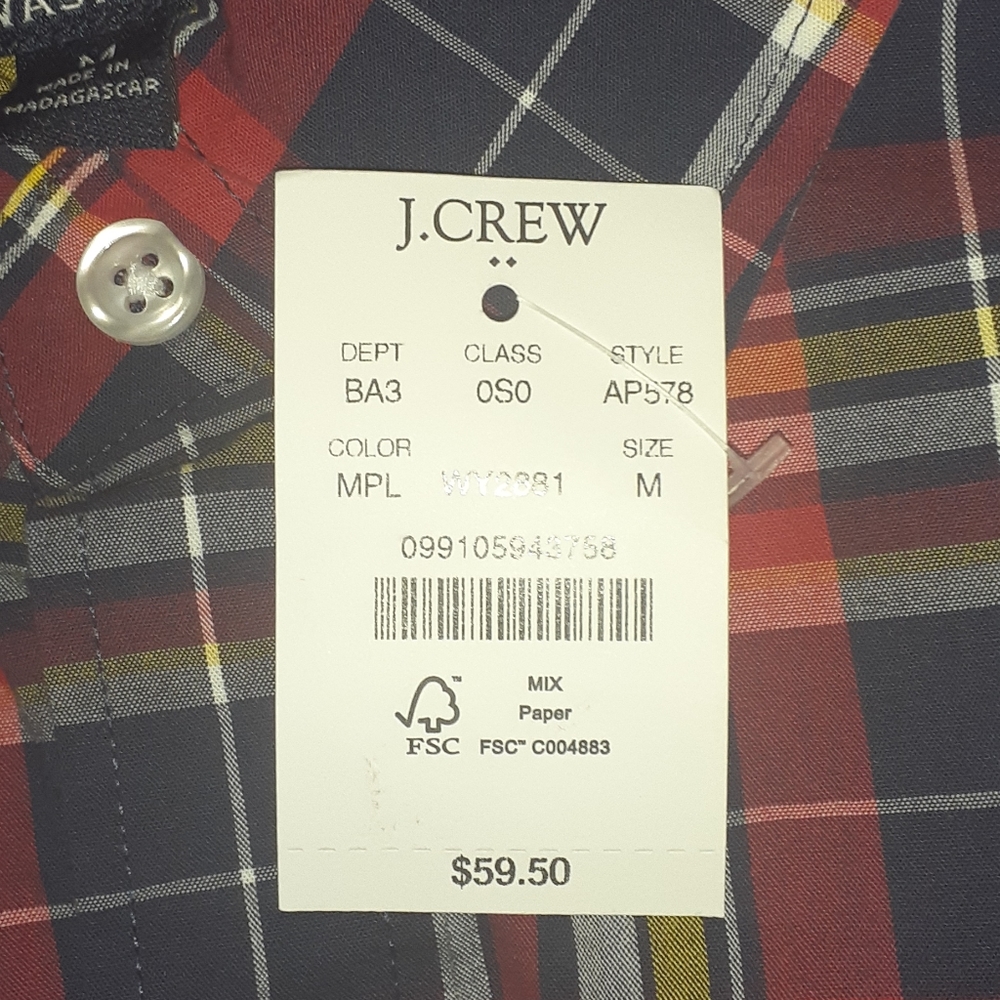 J Crew Casual Button Down Shirt Size-M NWT - Picture 5 of 5